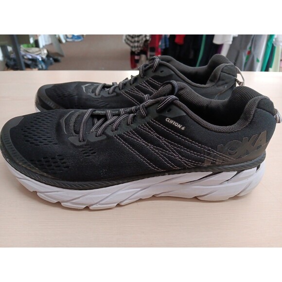 Hoka One One Clifton 6 Running Shoes Women Size US 7.5 Black White - Picture 1 of 7